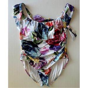 La Blanca Paradise City Off Shoulder Ruffle One Piece Swimsuit 22W Ruched Ruffle